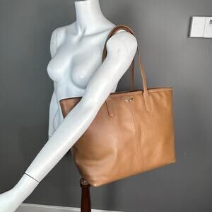 Zadig & Voltaire Mick Pebbled Leather Tote Tan minimalist wings